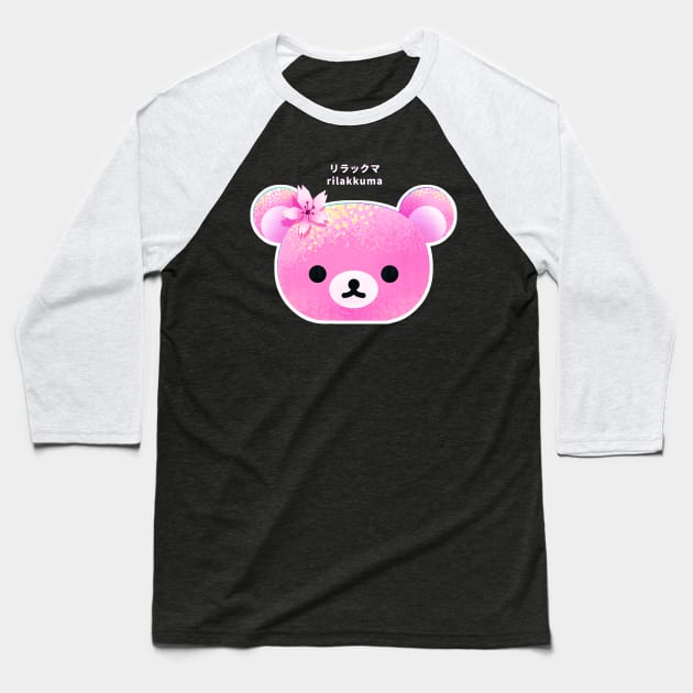 Sakura Cherry Blossom Kawaii Japanese Pink Rilakkuma II Baseball T-Shirt by banditotees